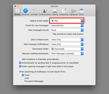 Change default mail app mac